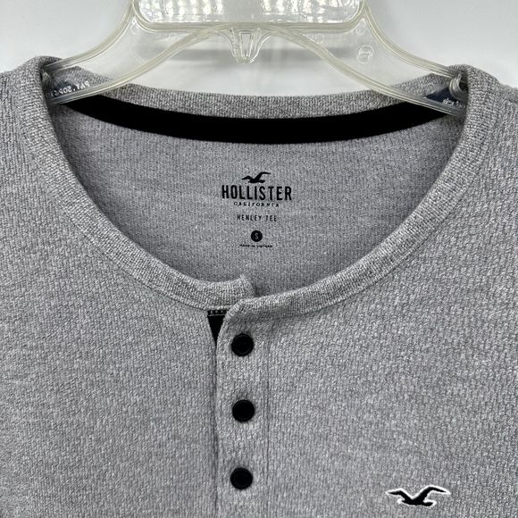Hollister California Mens Henley Tee Long Sleeve Thermal Pullover Small Gray - Picture 7 of 13